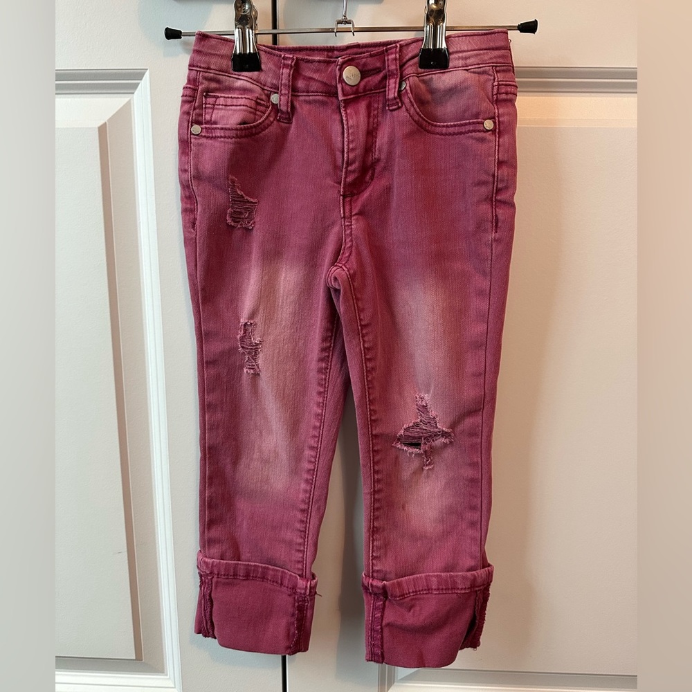 Joe’s Jeans Girls Pink Distresses Cuffed Jeans (Size 6)
